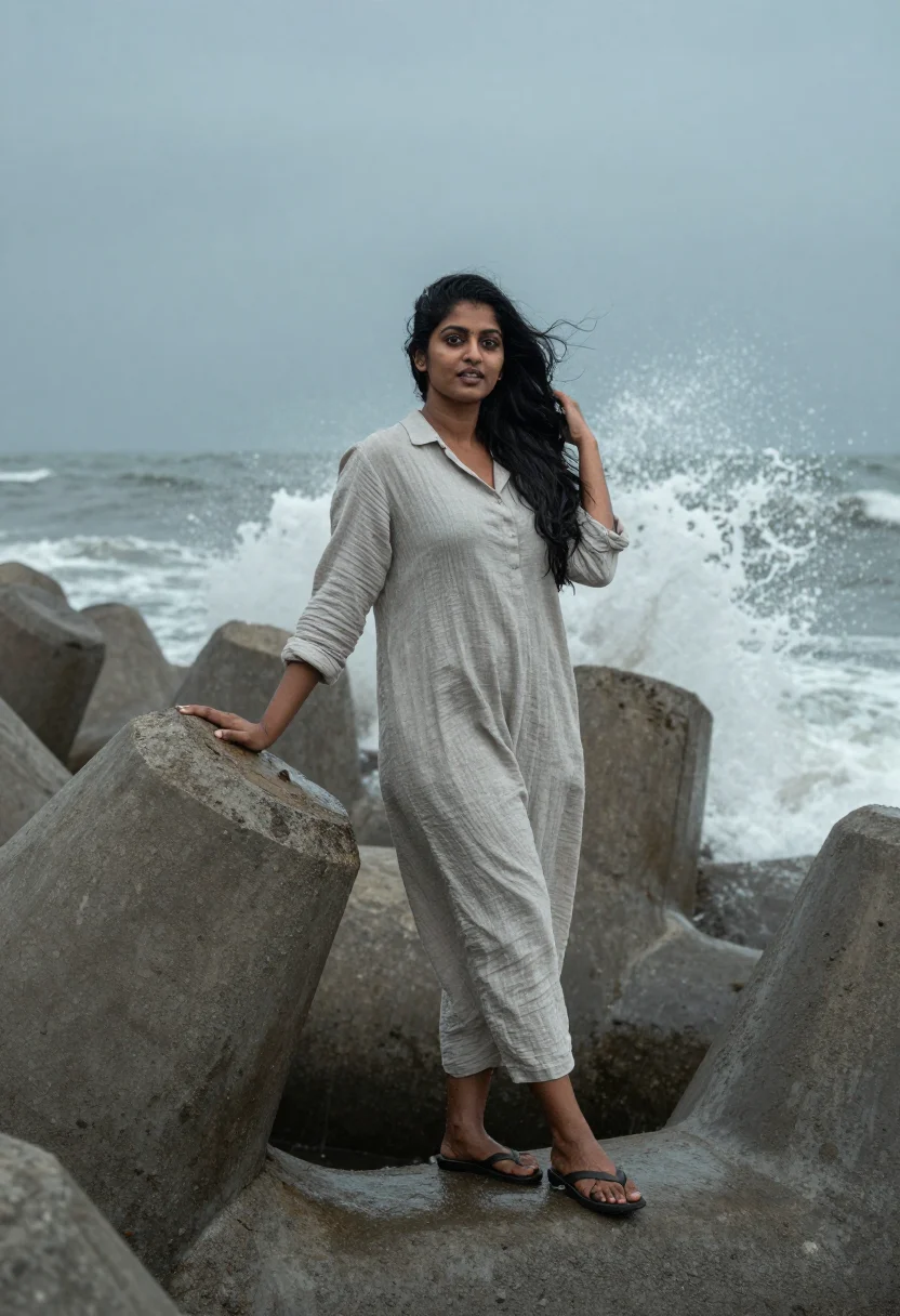 AI marine drive sample — portrait of a woman, full-length portrait of a South-Asian w