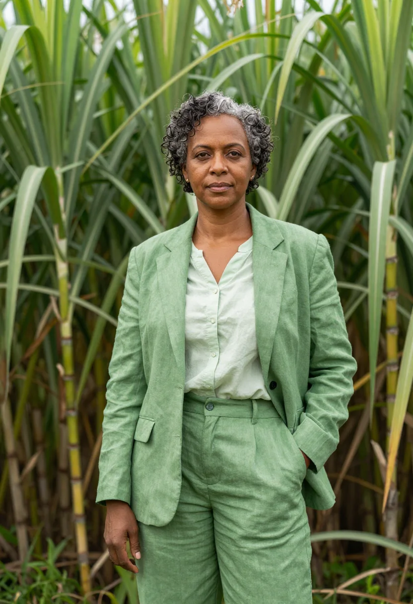 AI martinique rum director cane green sample — portrait of a woman, a Martinican distillery director in her
