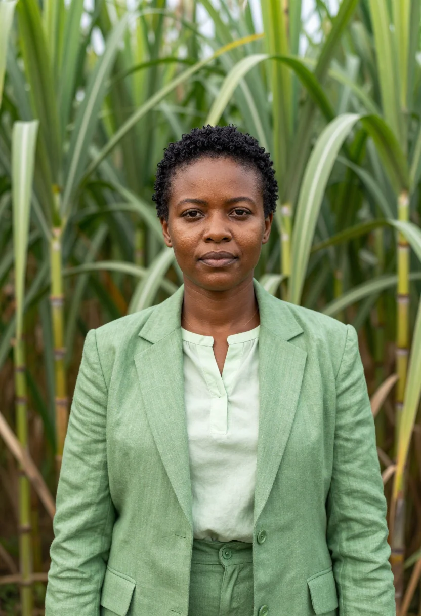 AI martinique rum director cane green sample — portrait of a woman, a Martinican distillery director in her