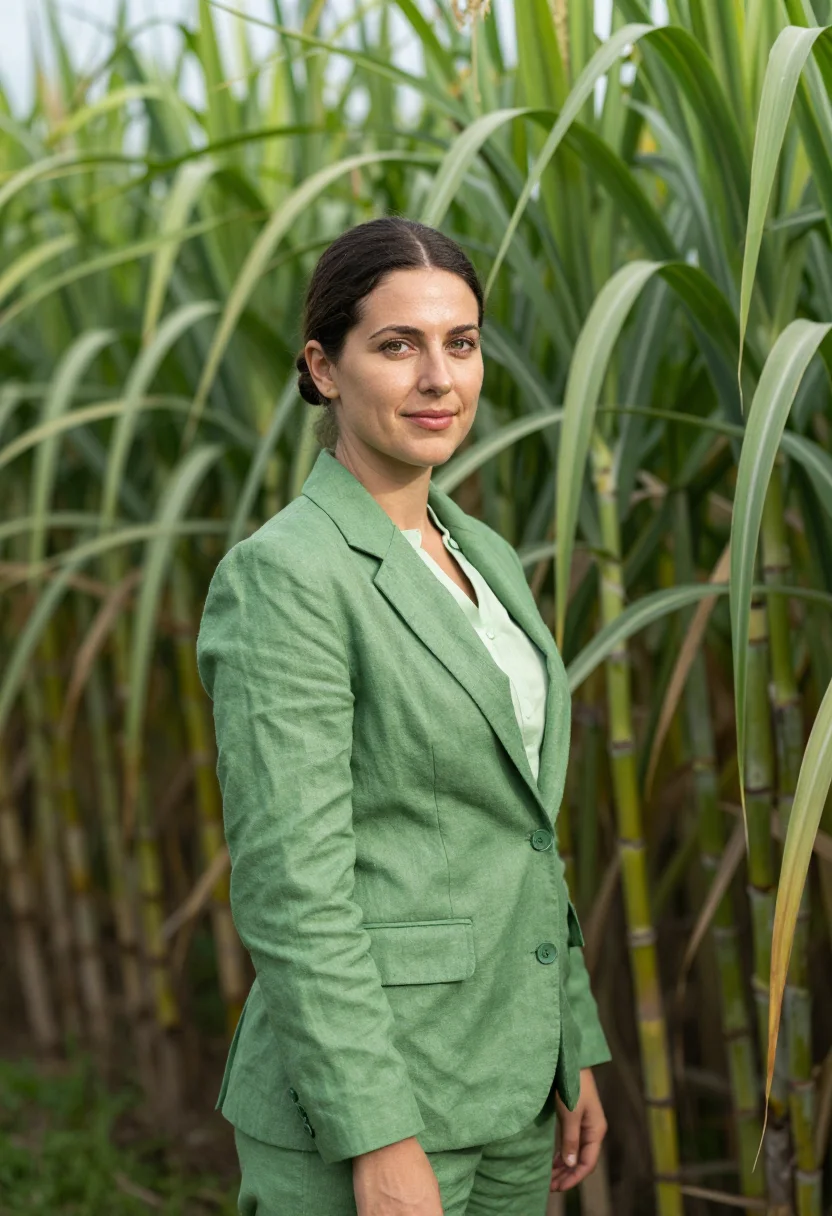 AI martinique rum director cane green sample — portrait of a woman, a French distillery director in her lat