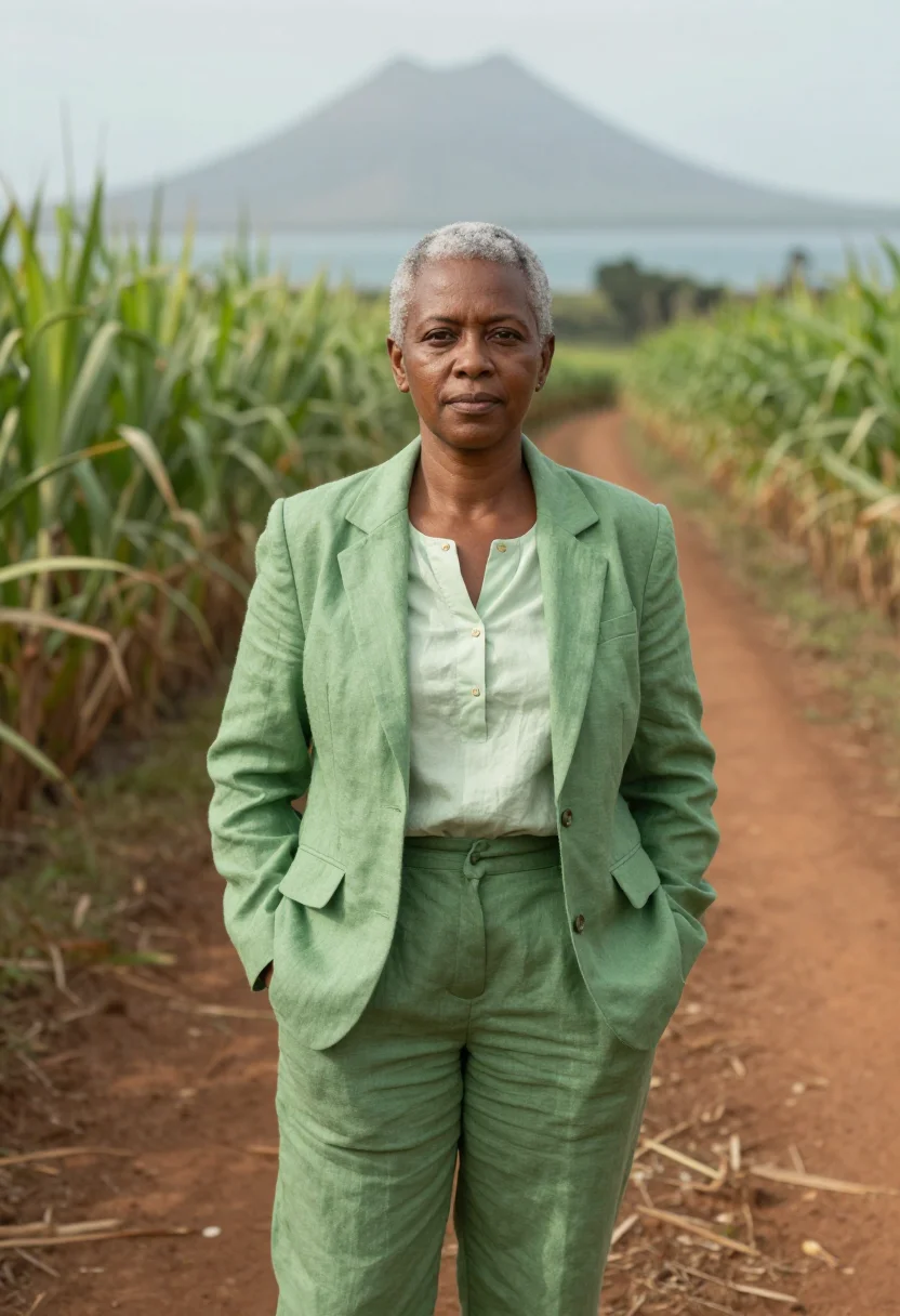 AI martinique rum director cane green sample — portrait of a woman, a Martinican distillery director in her