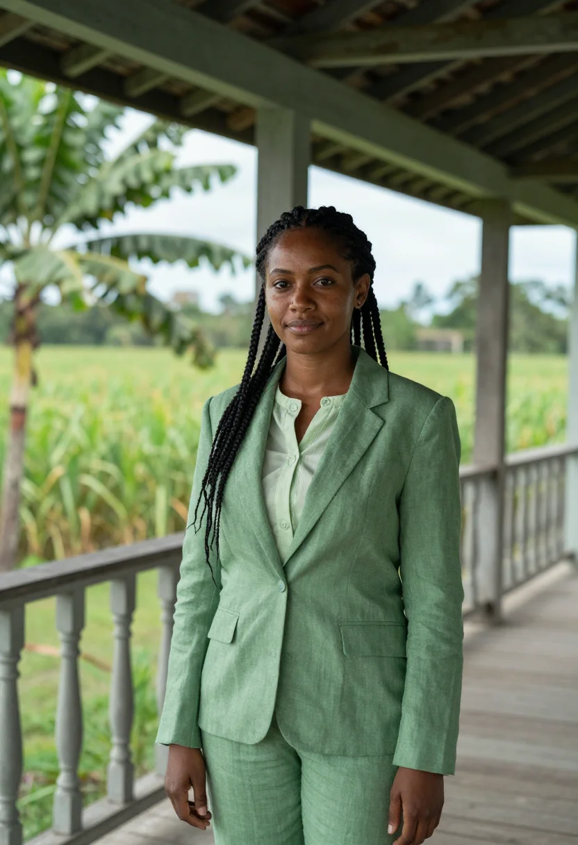 AI martinique rum director cane green sample — portrait of a woman, a Martinican distillery director in her