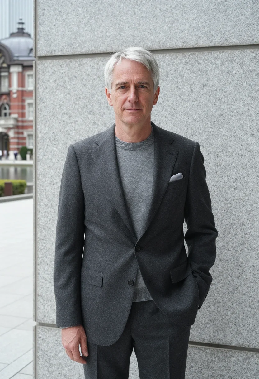 AI marunouchi banker granite grey sample — portrait of a man, a banker in his fifties of English ancest