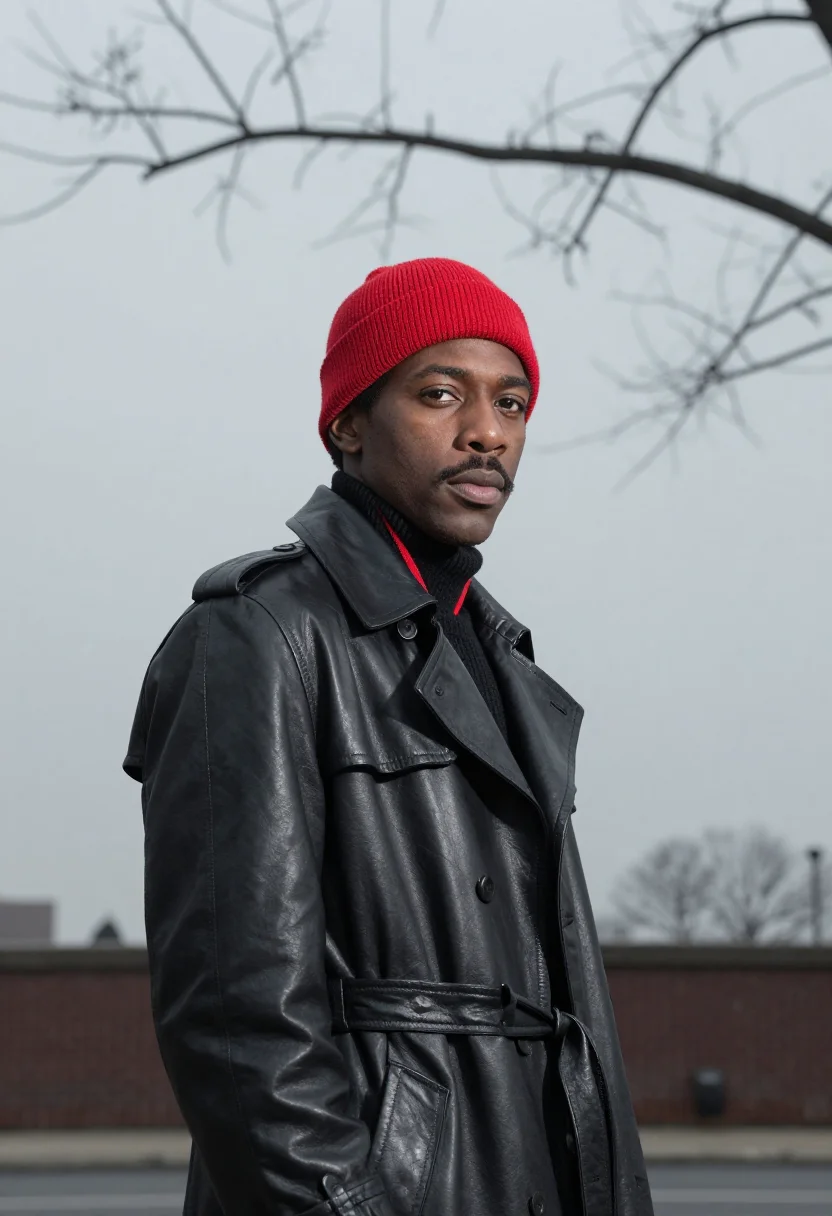AI marvin gaye whats going on red knit cap sample — portrait of a man, an African-American man in his late twent