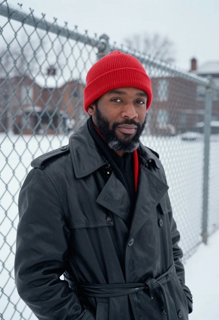 AI marvin gaye whats going on red knit cap sample — portrait of a man, an African-American man in his early fort