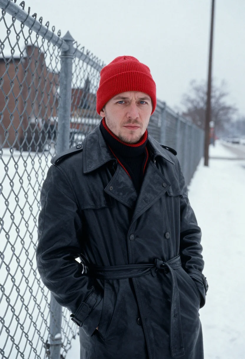 AI marvin gaye whats going on red knit cap sample — portrait of a man, a Polish-American man in his mid-thirties