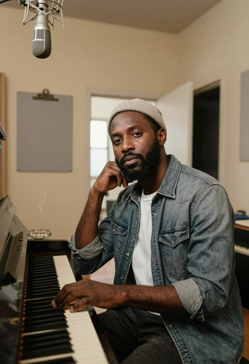 AI marvin gaye sample — portrait of a man, close half-length portrait of an African-