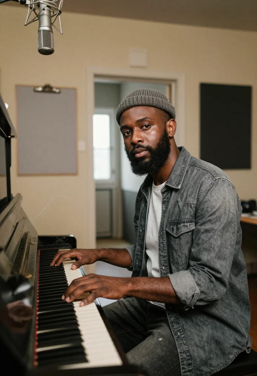 AI marvin gaye sample — portrait of a man, half-length portrait of an African-Americ