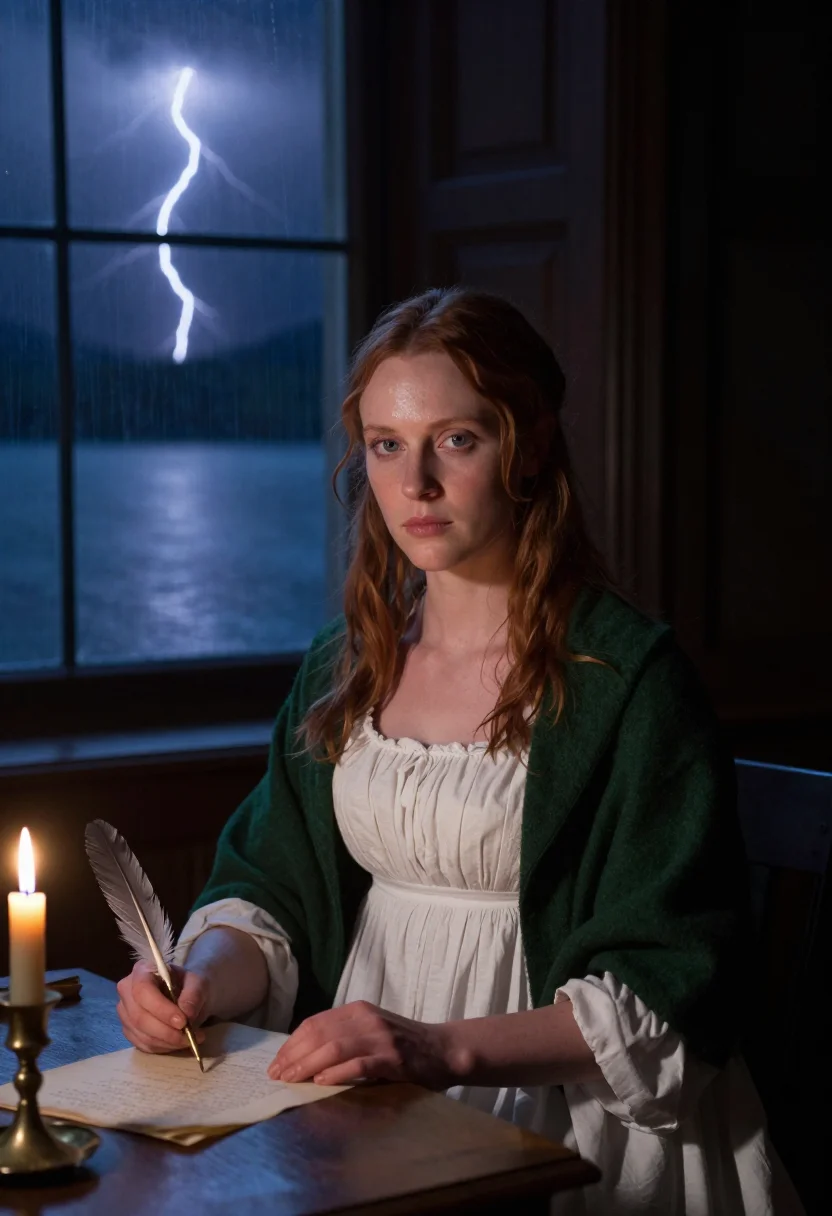 AI mary shelley sample — portrait of a woman, half-length portrait of a woman of West