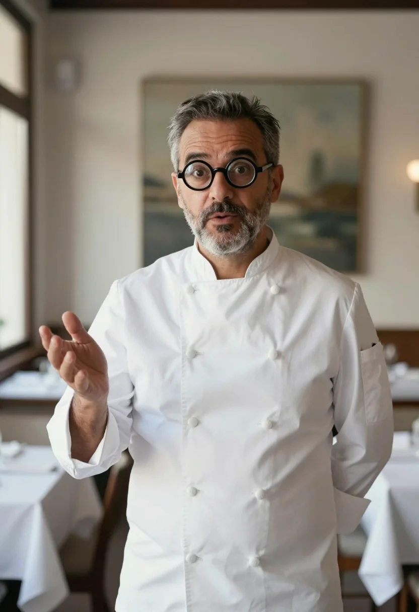 AI massimo bottura modena chef whites sample — portrait of a man, an Italian man in his mid-fifties with wa