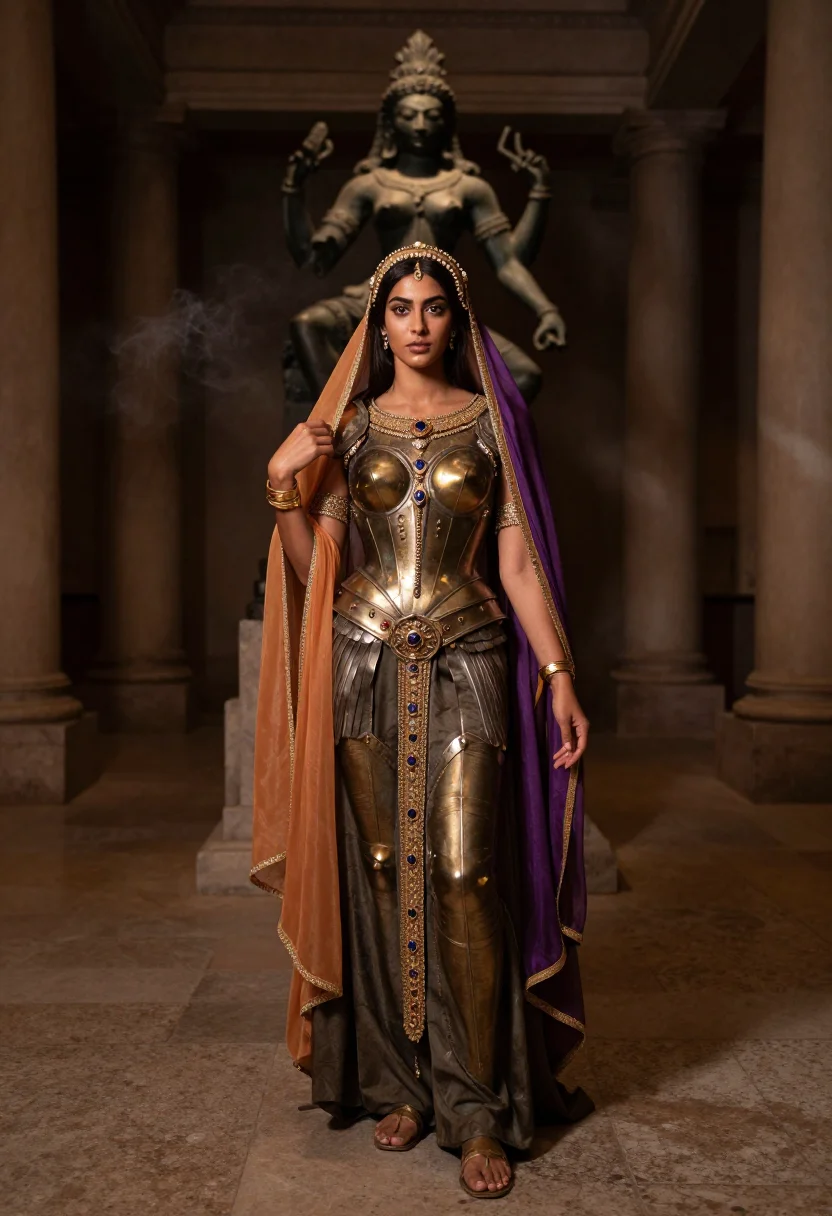 AI mata hari sample — portrait of a woman, full-length frontal portrait of a Weste