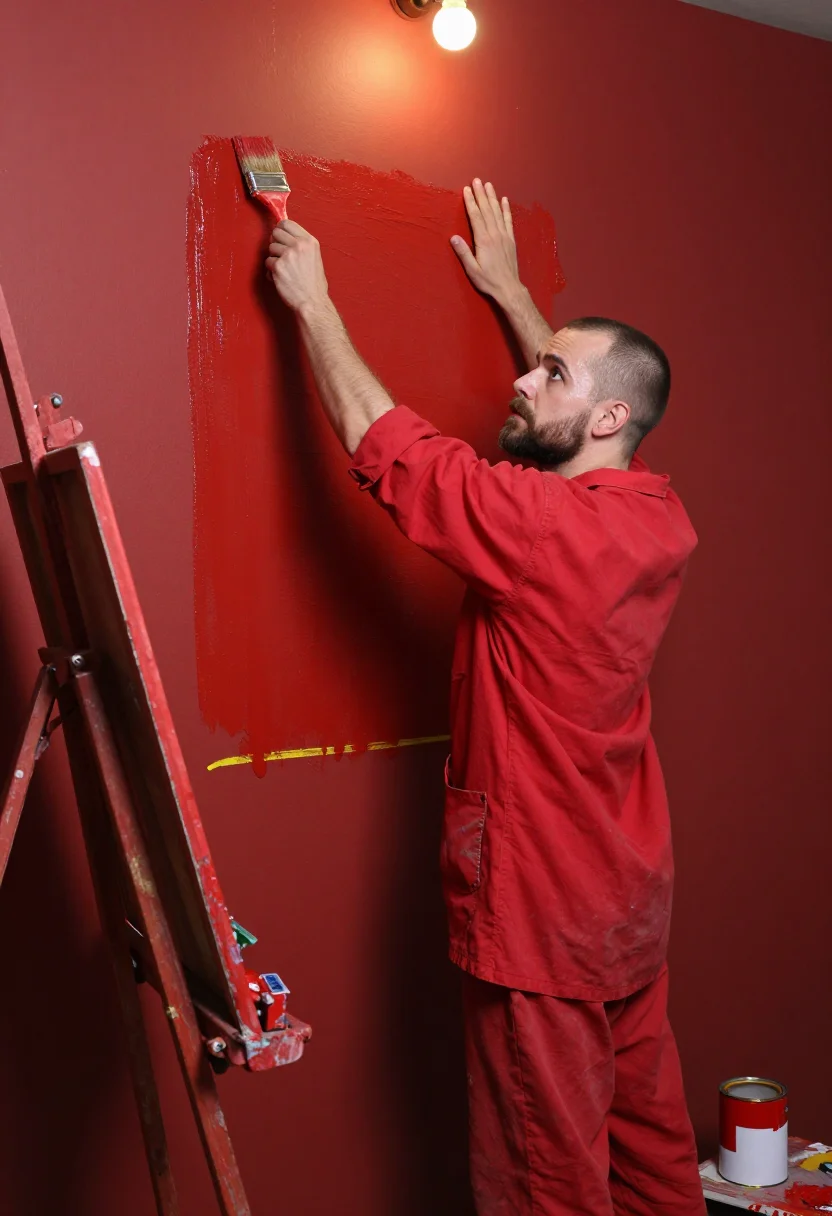 AI matisse red sample — portrait of a man, a man in his mid-thirties with fair skin,