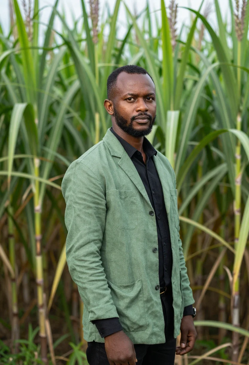 AI mauritius sugar estate director cane green volcanic sample — portrait of a man, a Mauritian Creole sugar estate director