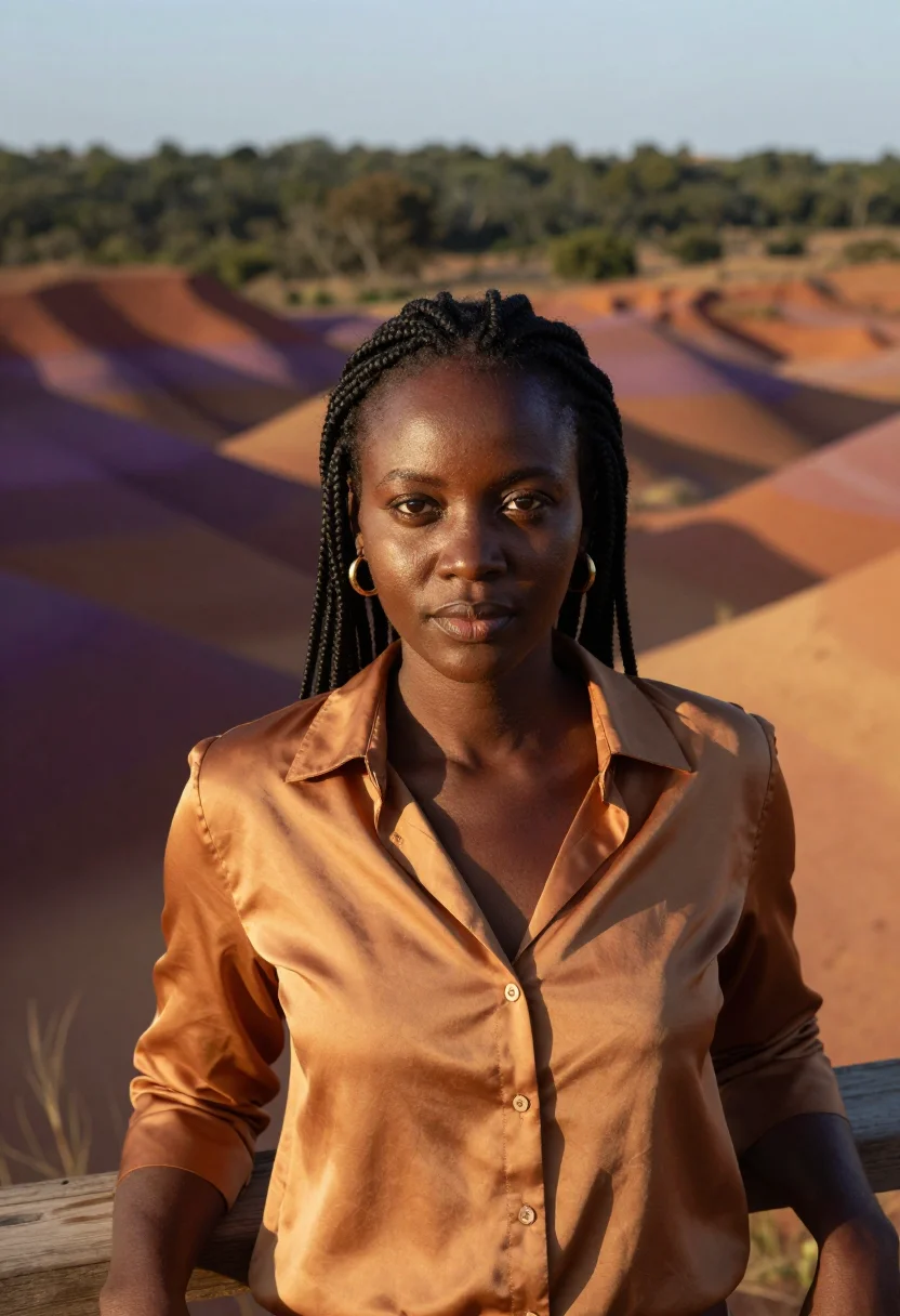 AI mauritius sample — portrait of a woman, head-and-shoulders portrait of a Black