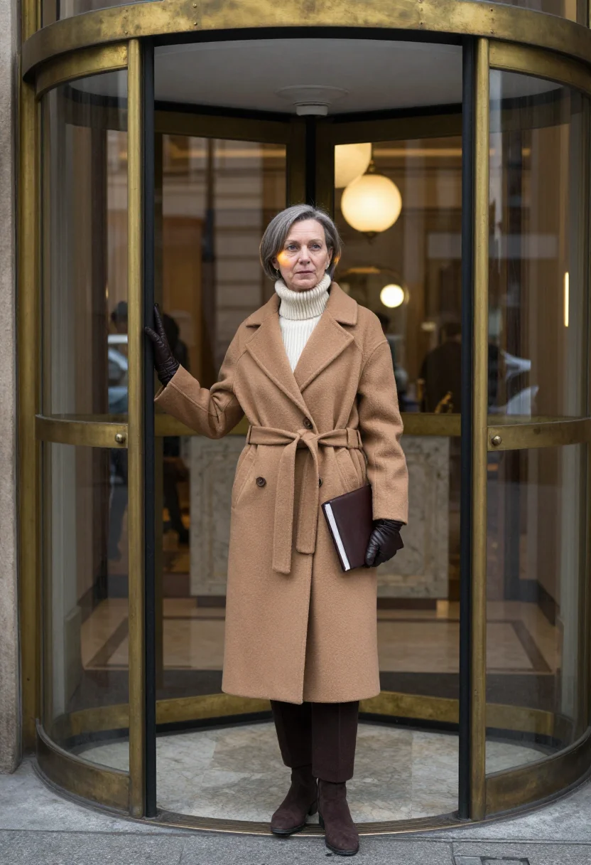 AI max mara camel sample — portrait of a woman, waist-up portrait of a Western-European