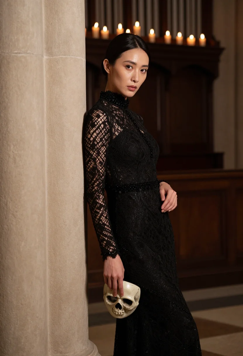 AI mcqueen dante sample — portrait of a woman, three-quarter-length portrait of an Eas
