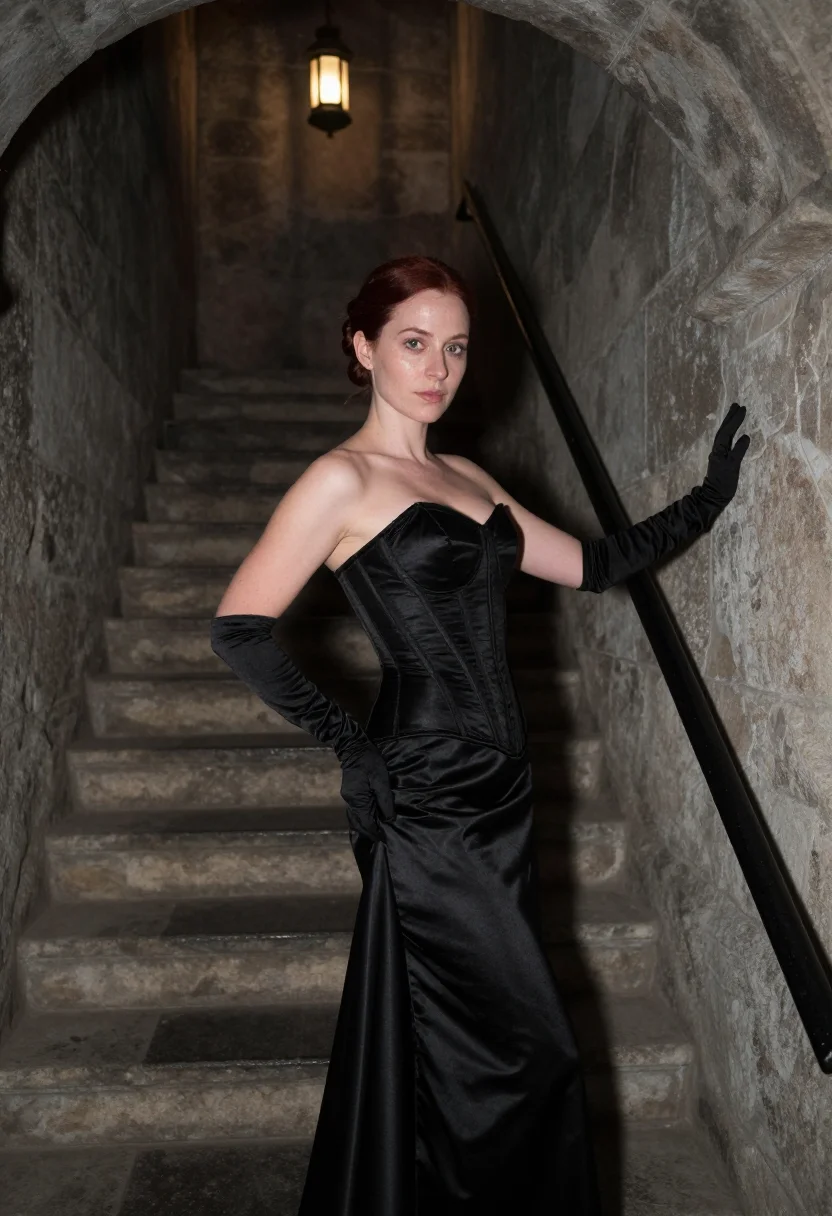 AI mcqueen dante sample — portrait of a woman, three-quarter-length portrait from abov