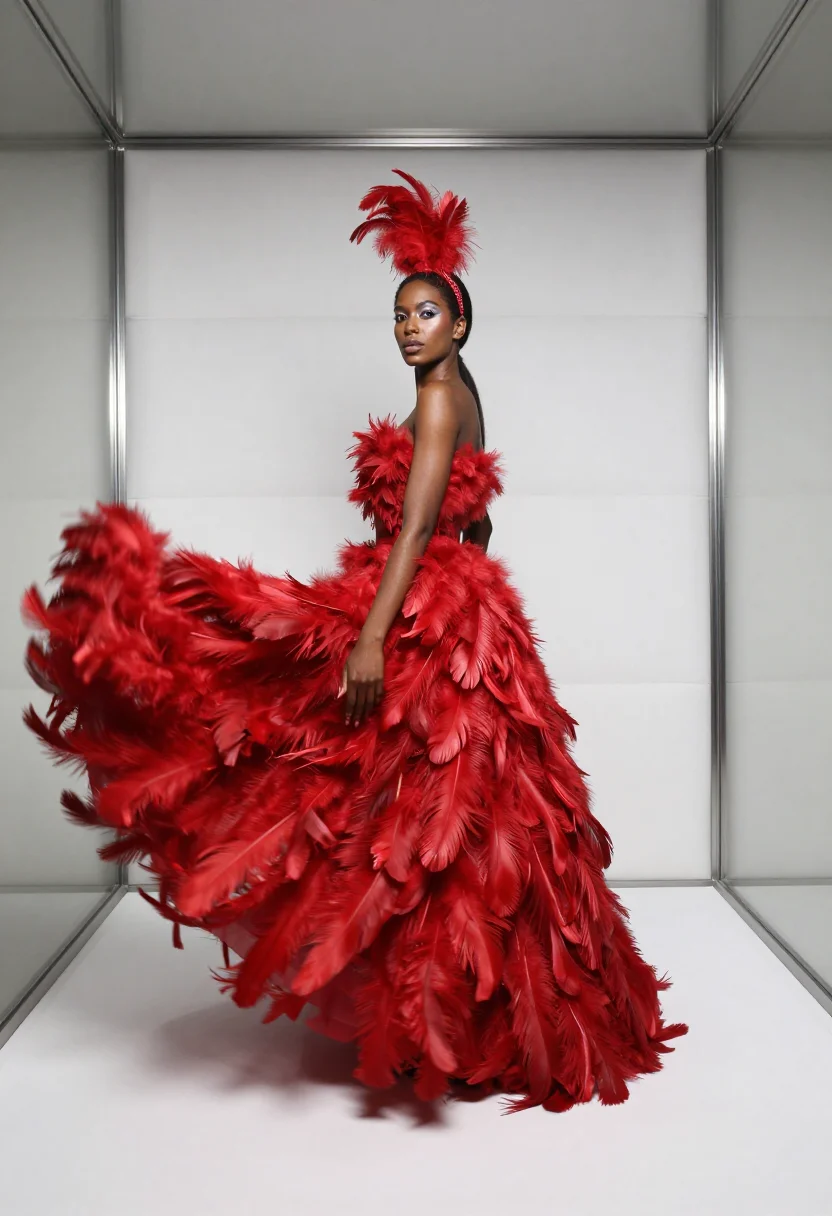 AI mcqueen voss sample — portrait of a woman, low-angle full-length spin portrait of