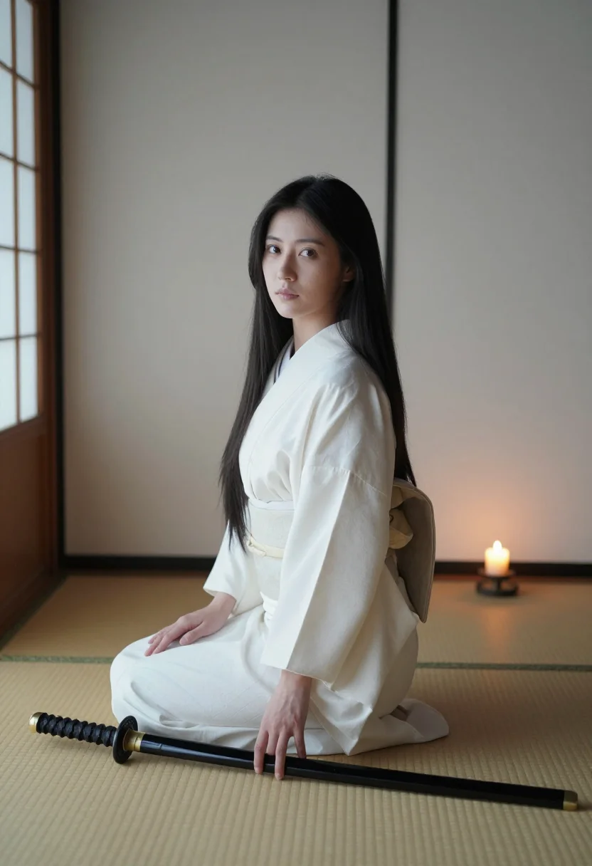 AI meiko kaji sample — portrait of a woman, wide seated portrait of a Japanese woma