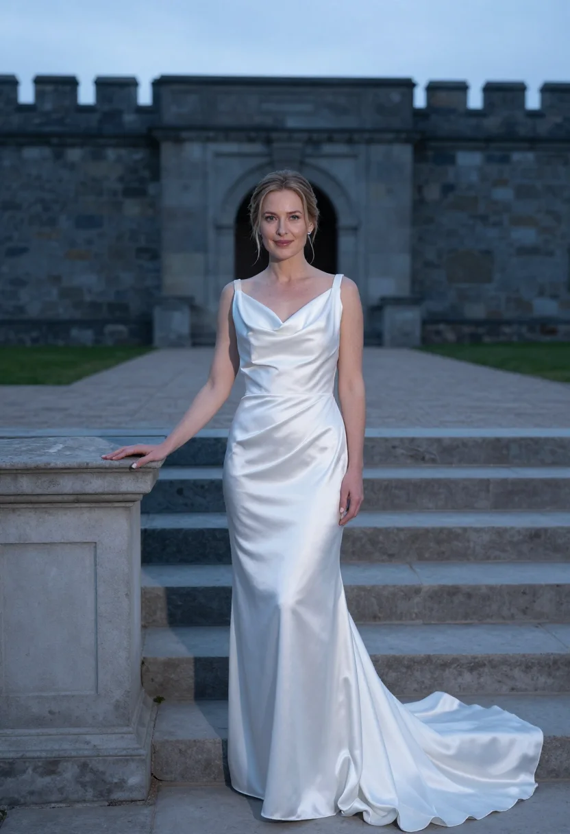 AI melancholia tjoloholm castle wedding white sample — bridal portrait of a woman, in her early thirties, of Swedis
