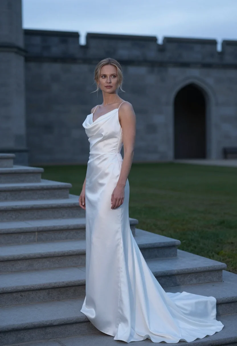 AI melancholia tjoloholm castle wedding white sample — bridal portrait of a woman, in her early thirties, of Swedis