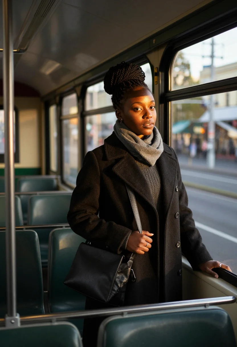 AI melbourne laneway sample — portrait of a woman, three-quarter portrait of a West-Africa