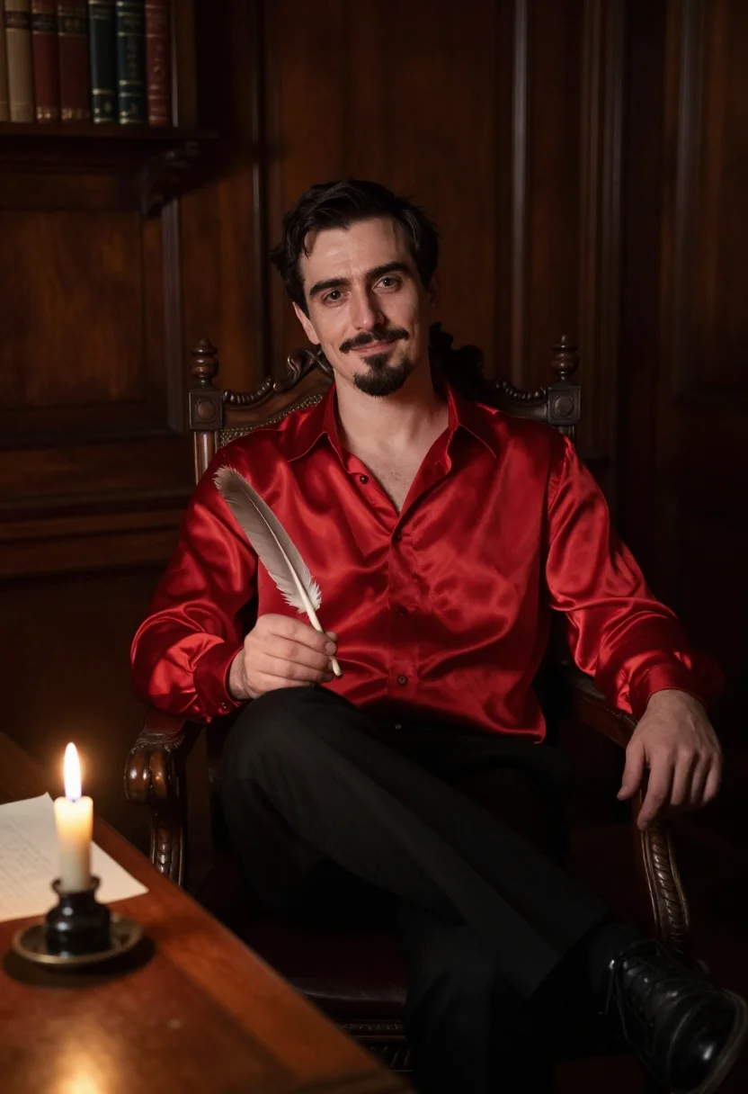 AI mephistopheles sample — portrait of a man, three-quarter-length portrait of a French