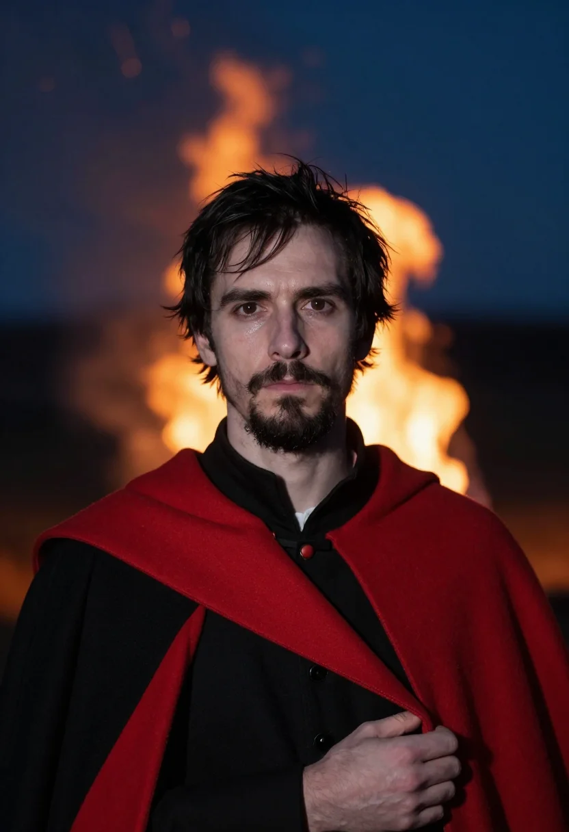 AI mephistopheles sample — portrait of a man, close portrait of a French man in his for