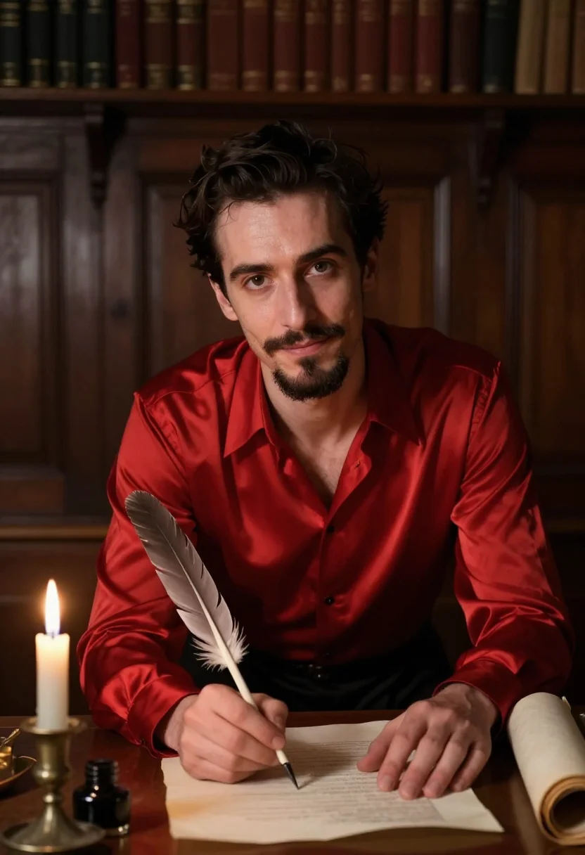 AI mephistopheles sample — portrait of a man, close portrait of a French man in his for