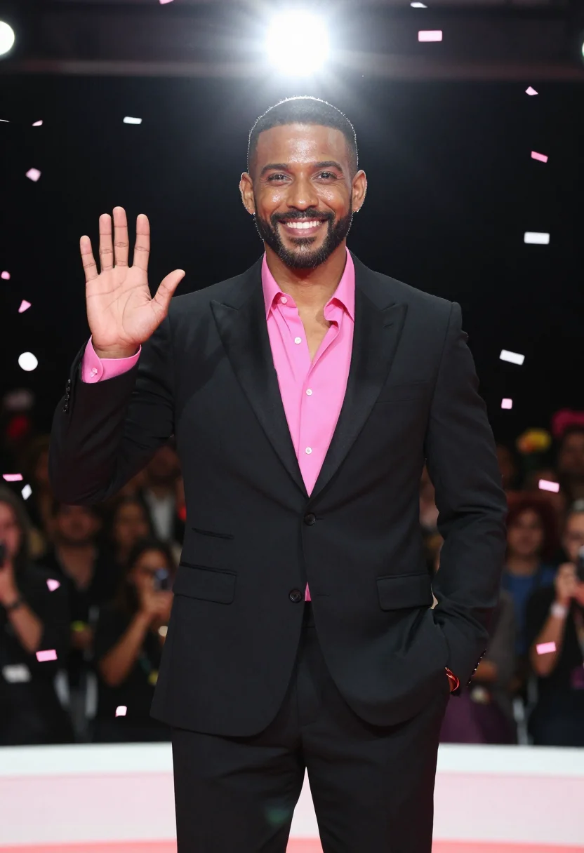 AI messi miami pink sample — editorial portrait photograph, a South-American man in his m