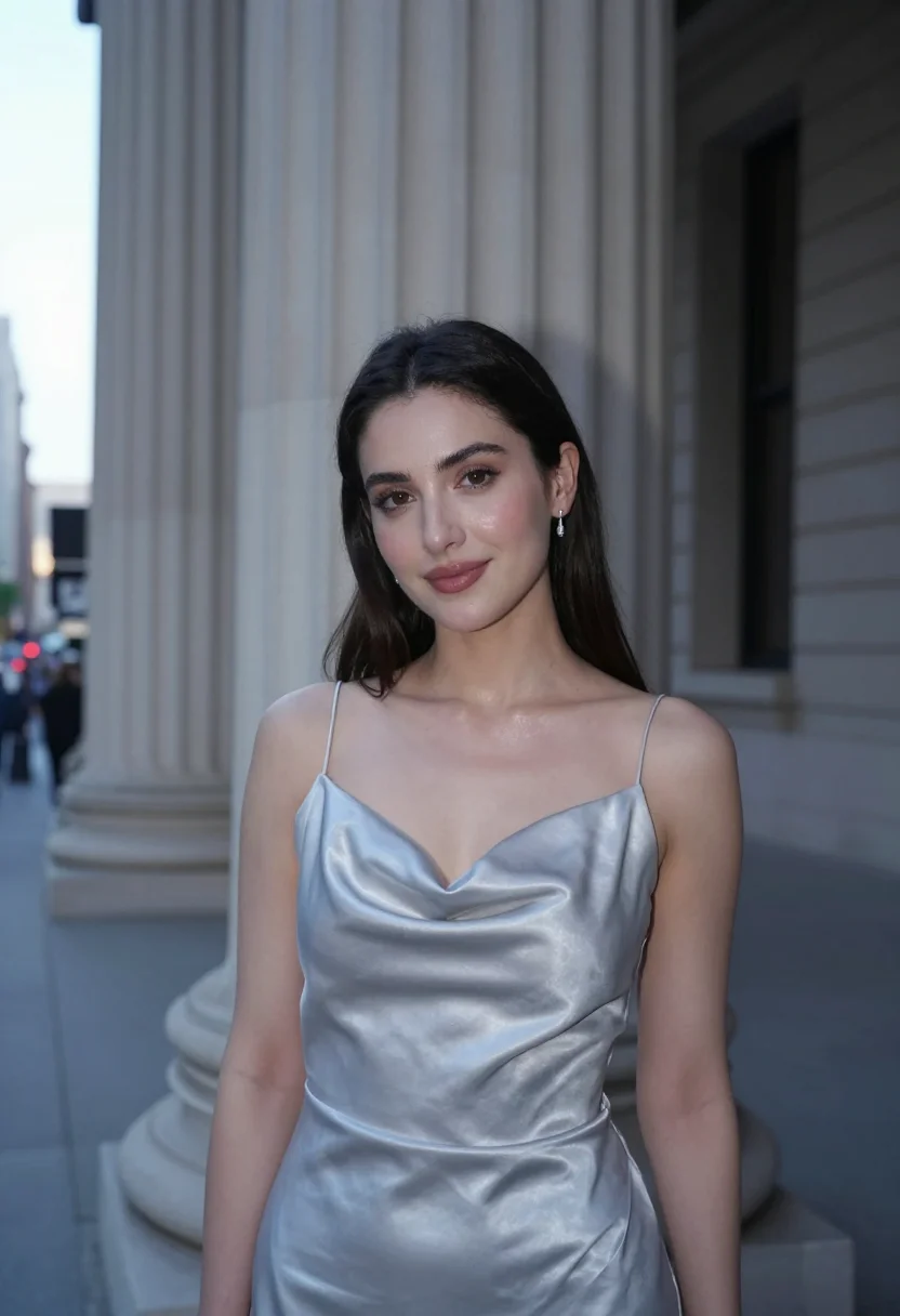 AI met gala first monday may gown sample — portrait of a woman, an Italian woman in her late twenties w