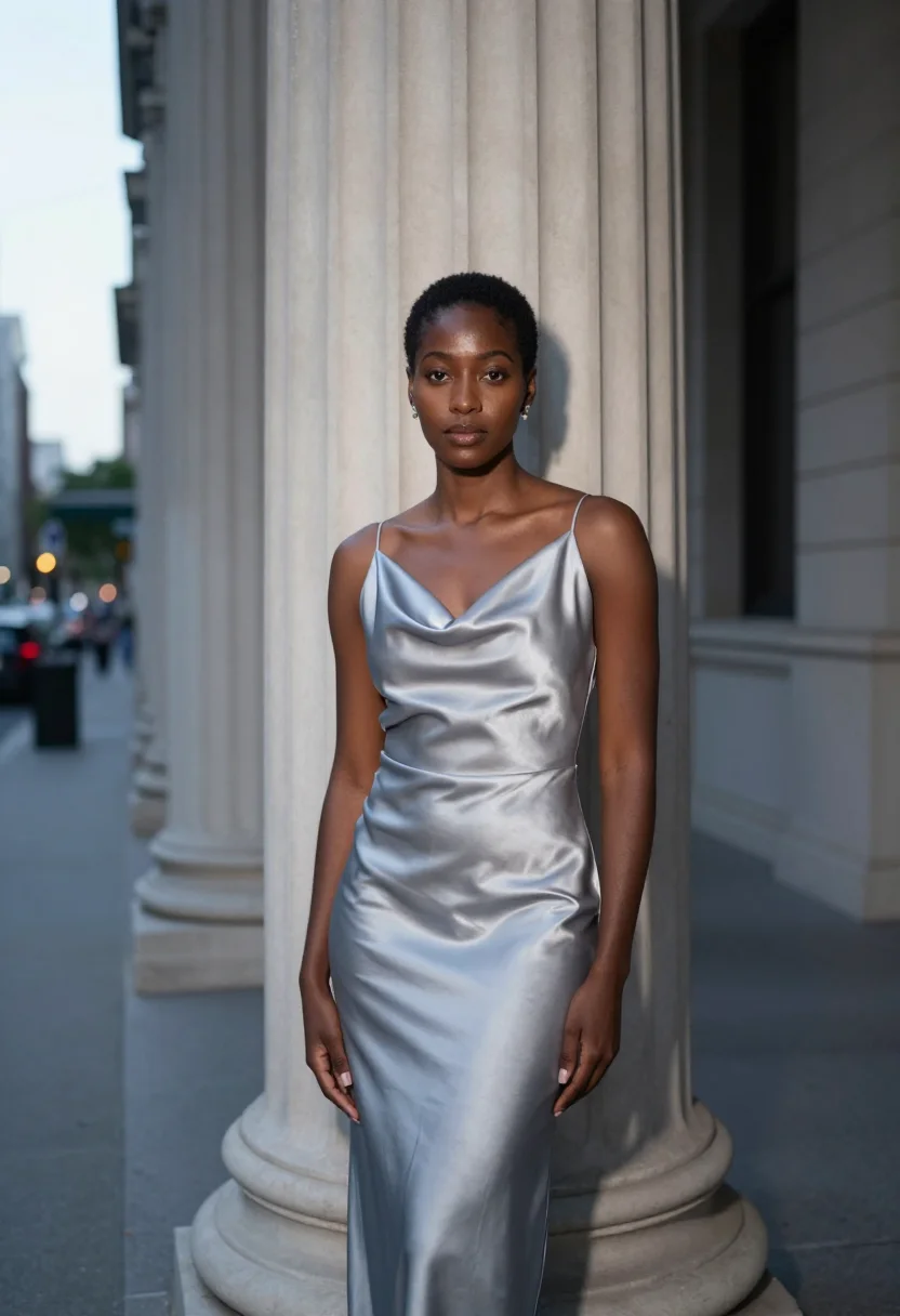 AI met gala first monday may gown sample — portrait of a woman, a Nigerian-American woman in her early