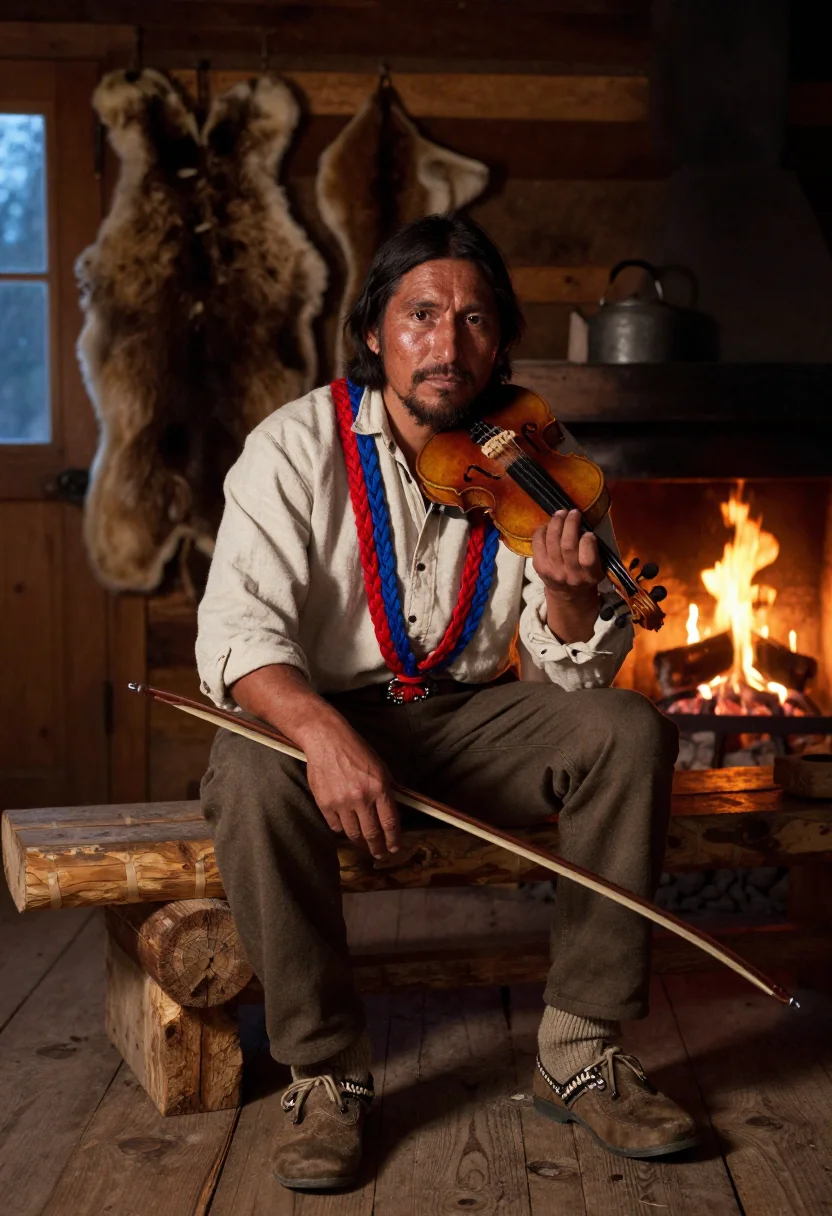 AI metis sash sample — portrait of a man, half-length portrait of a Metis man of mi