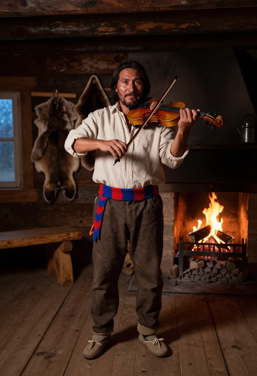 AI metis sash sample — portrait of a man, full-length portrait of a Metis man of mi