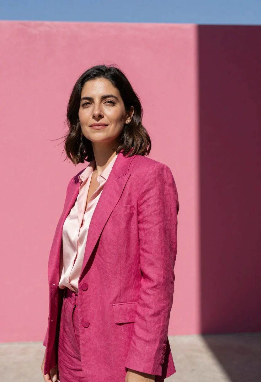 AI mexico city architect barragan pink sample — portrait of a woman, a Spanish architect in her late thirtie