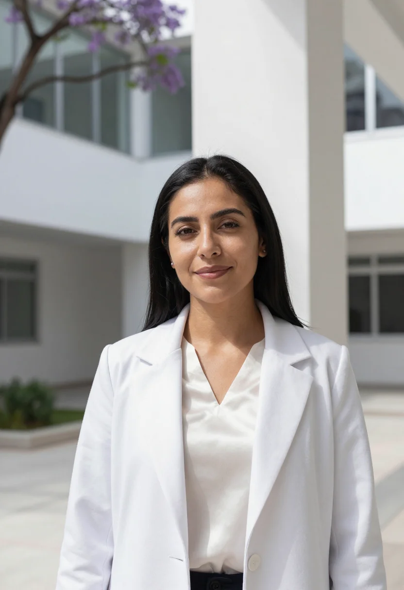 AI mexico city surgeon hospital modernist white sample — portrait of a woman, a Mexican surgeon in her mid-thirties w