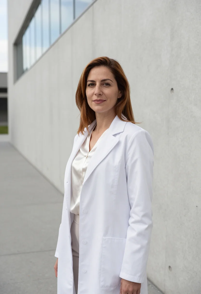 AI mexico city surgeon hospital modernist white sample — portrait of a woman, a Spanish surgeon in her late thirties