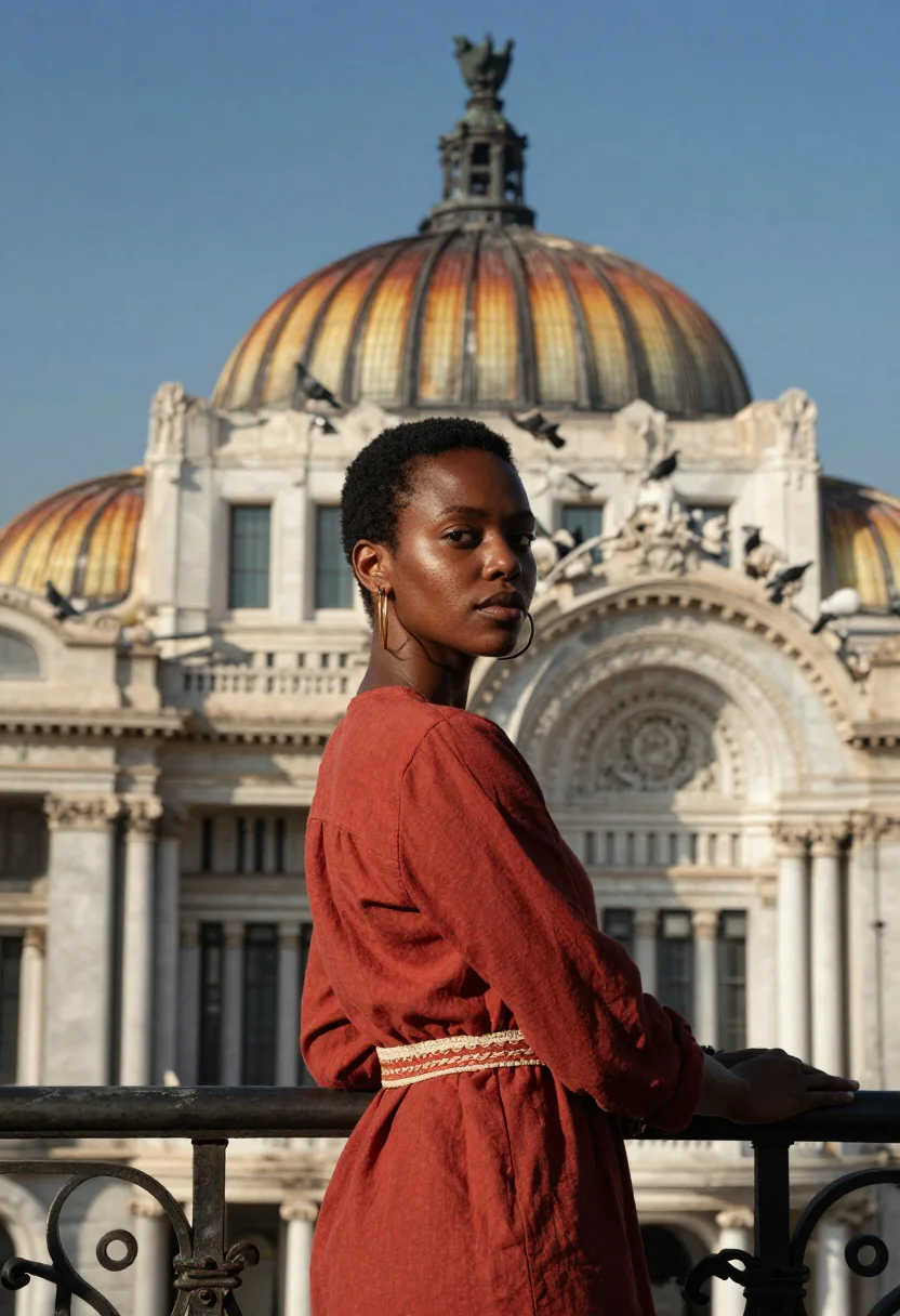 AI mexico city sample — portrait of a woman, chest-up portrait of a Black woman with
