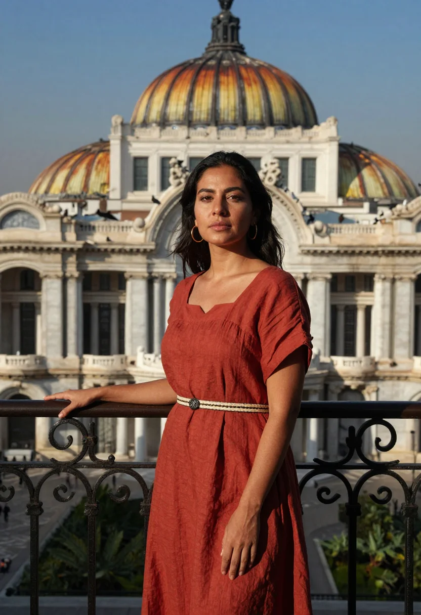 AI mexico city sample — portrait of a woman, three-quarter-length portrait of a Lati