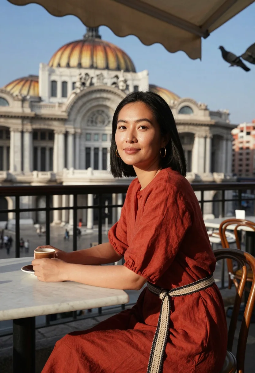 AI mexico city sample — portrait of a woman, half-length portrait of an East-Asian w