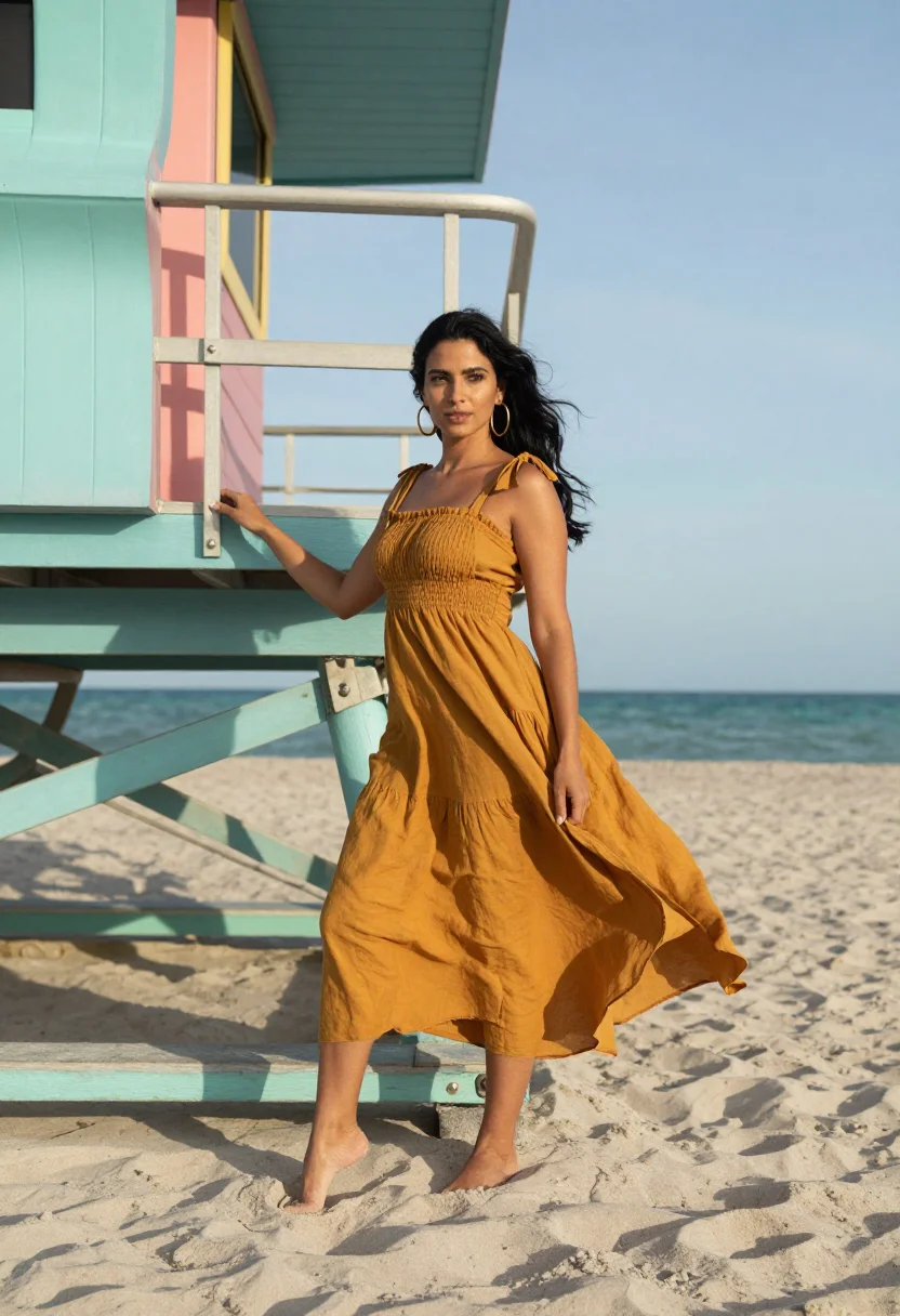 AI miami sample — portrait of a woman, full-length portrait of a Mediterranean
