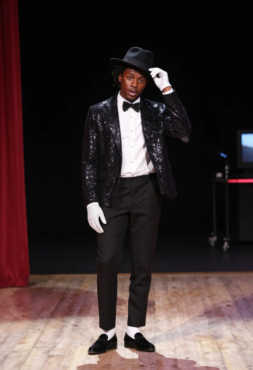 AI michael jackson thriller sample — portrait of a man, half-length portrait of an African-Americ