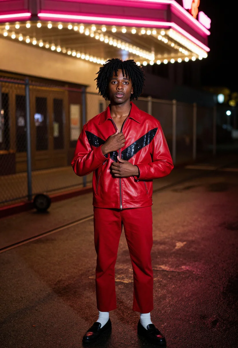 AI michael jackson thriller sample — portrait of a man, close half-length portrait of an African-