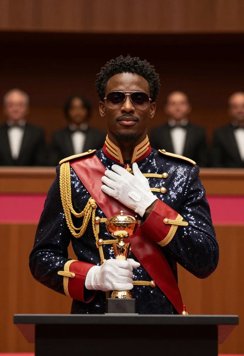 AI michael jackson thriller sample — portrait of a man, close half-length portrait of an African-