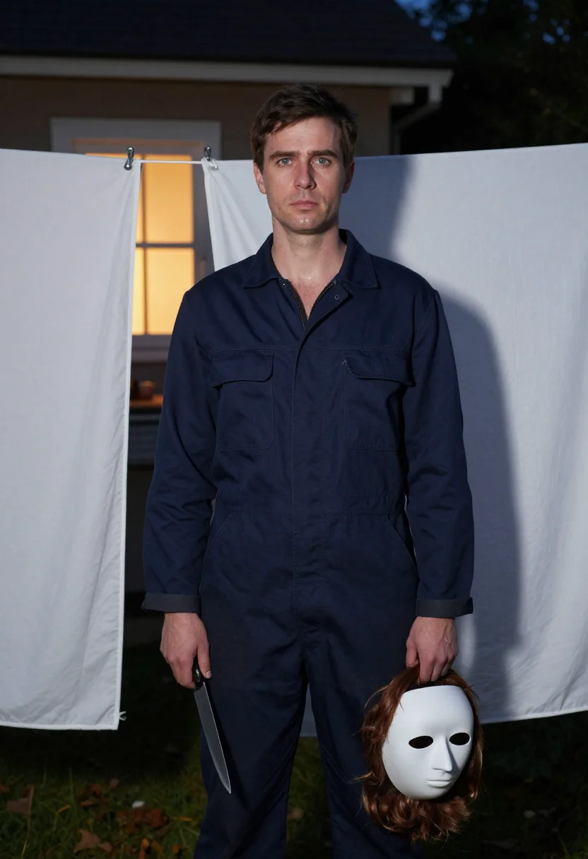 AI michael myers sample — portrait of a man, frontal half-length portrait of a Western