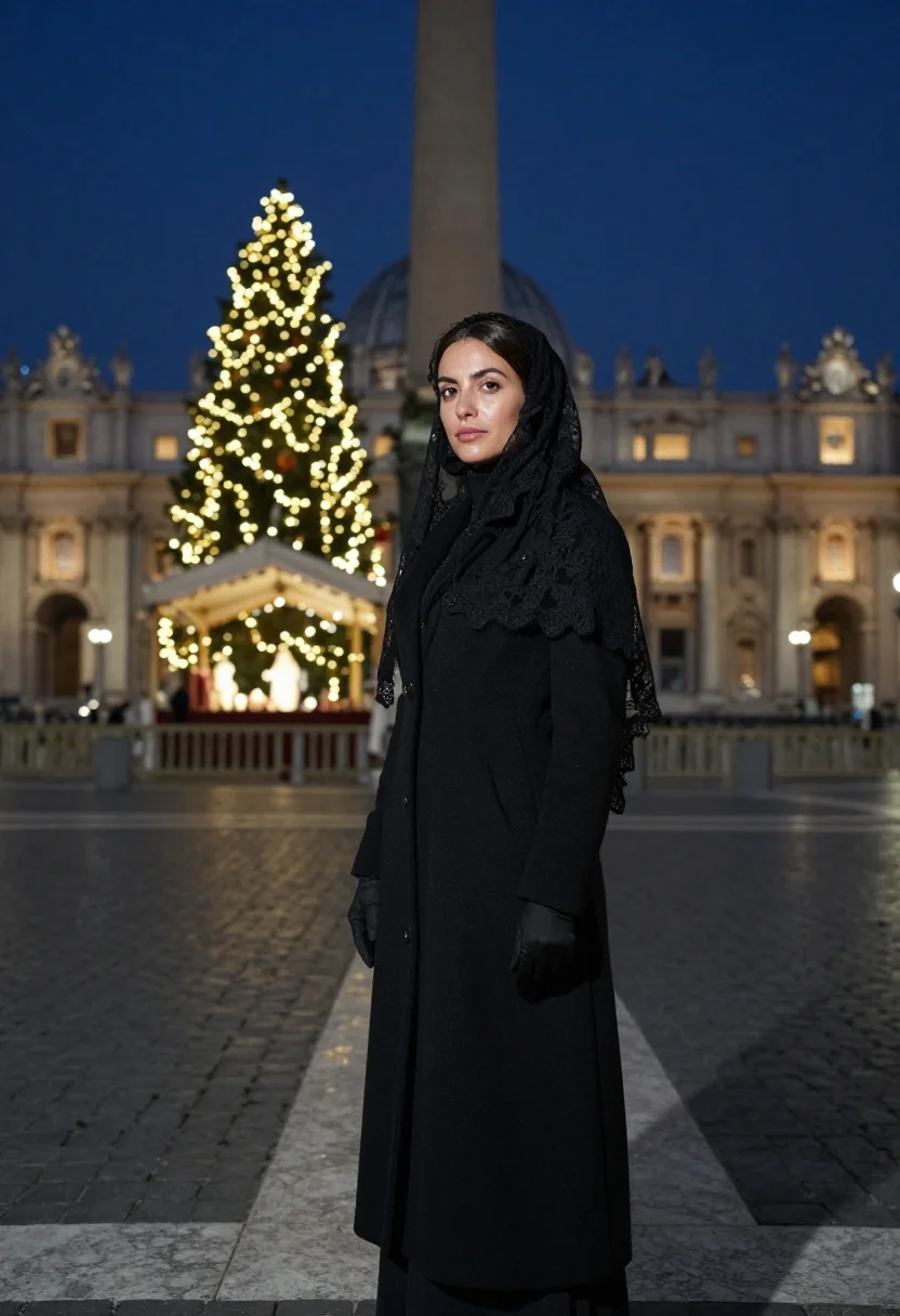AI midnight mass vatican sample — portrait of a woman, full-length portrait of a woman of Sout