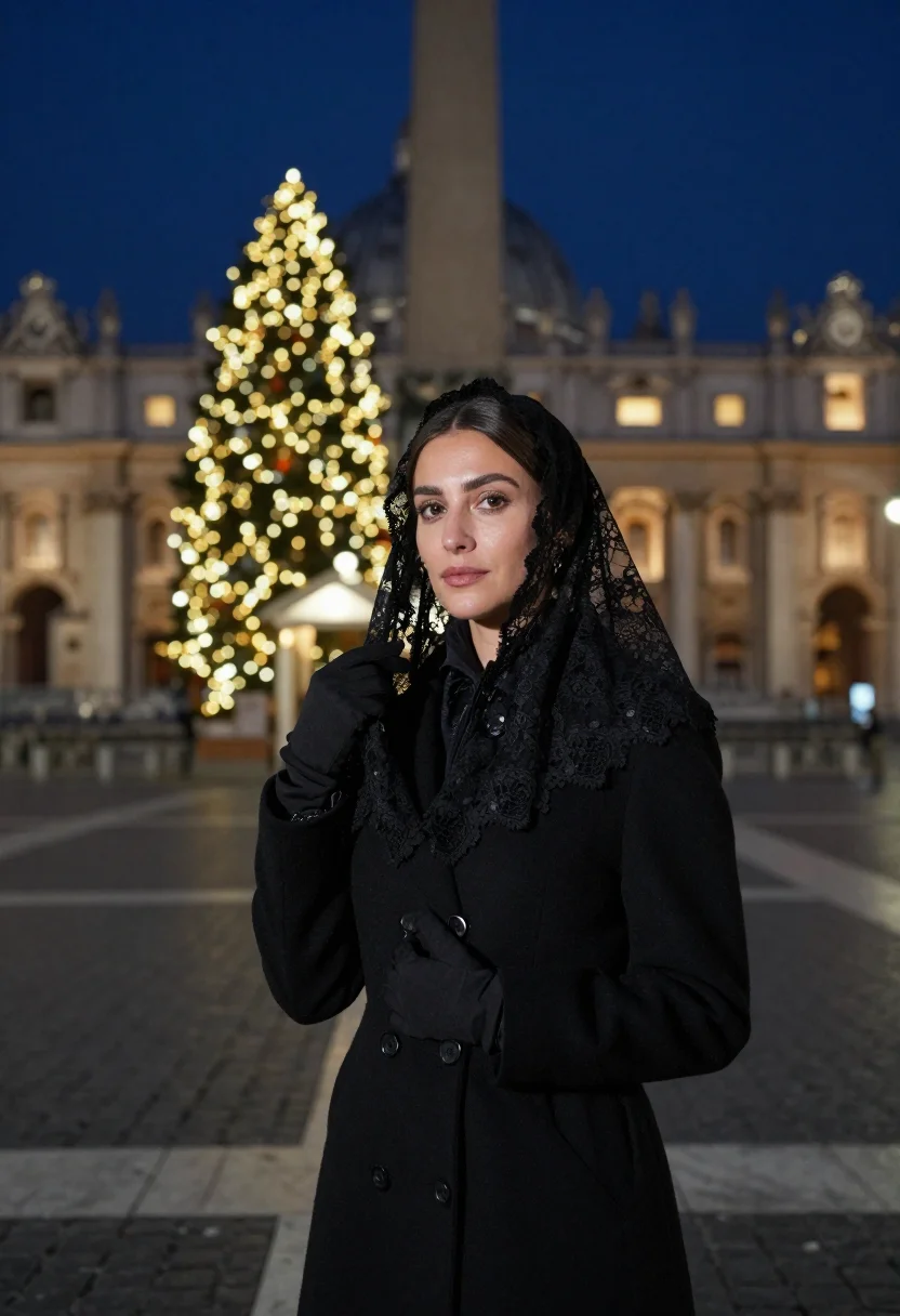 AI midnight mass vatican sample — portrait of a woman, close half-length portrait of a woman o