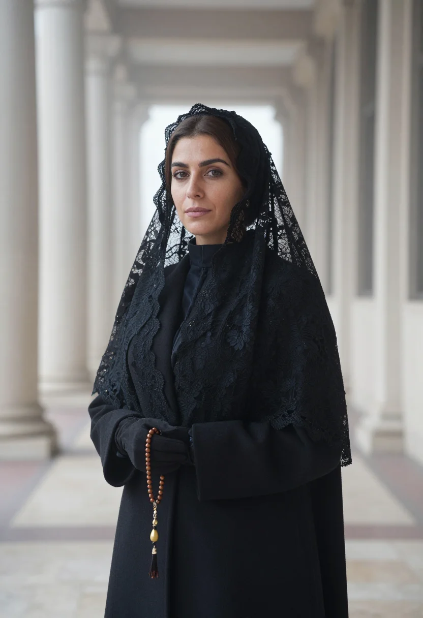 AI midnight mass vatican sample — portrait of a woman, close half-length portrait of a woman o