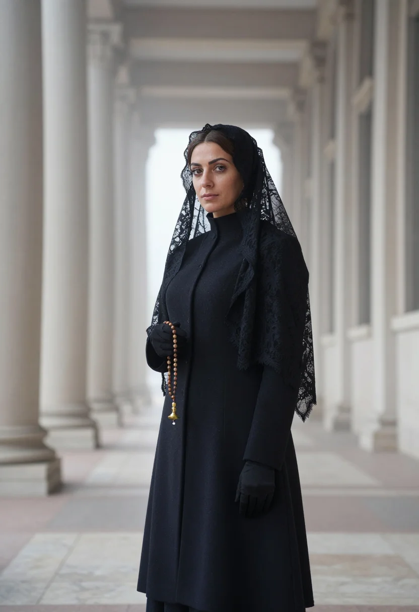 AI midnight mass vatican sample — portrait of a woman, half-length portrait of a woman of Sout
