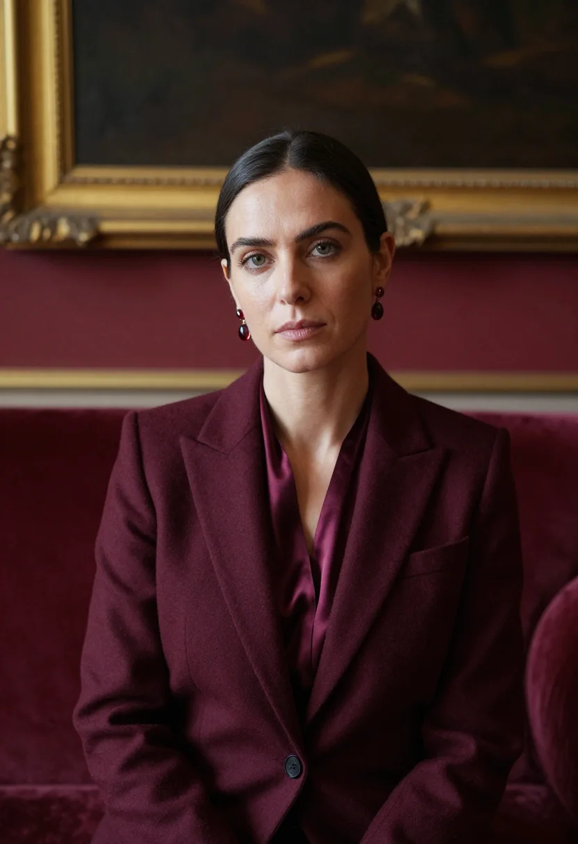 AI milan avvocatessa bordeaux sample — portrait of a woman, framed head and shoulders, tighter, the